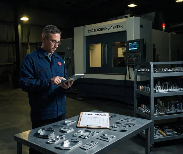 Engineer reviewing CNC service cell